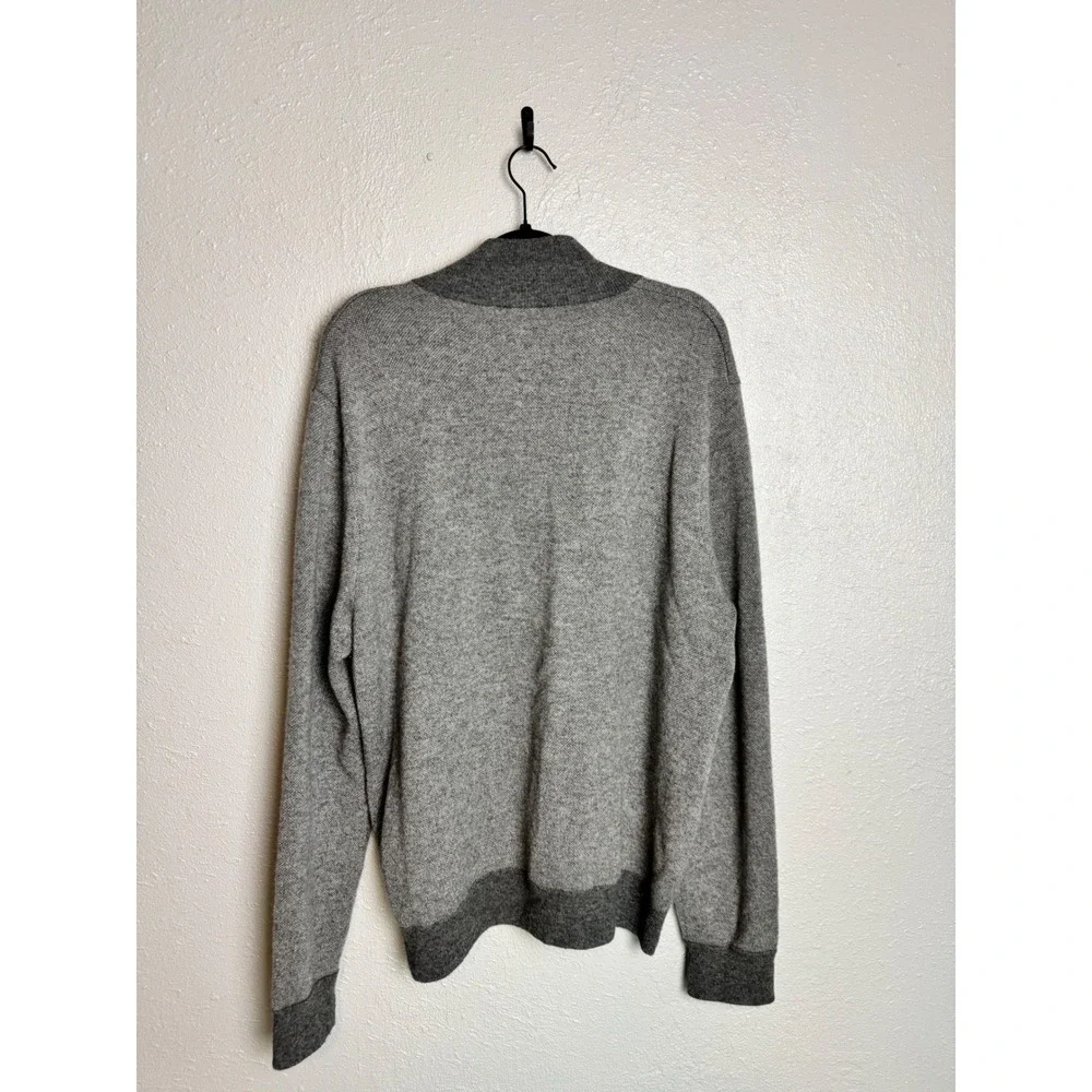 Phenix Men's 100% Cashmere Grey Quarter Zip Sweater‎ XL Funnel Neck Luxury Knit